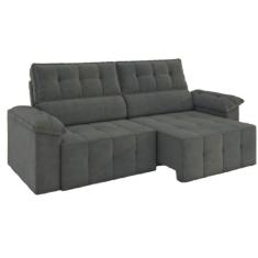 Sofá Retrátil e Reclinável 3 Lugares 2,20m Veludo Santorini Cinza Luizzi