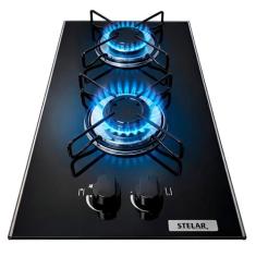 Cooktop a Gás 2 Bocas Stelar Nivus Bivolt  Vidro Temperado, Acendiment
