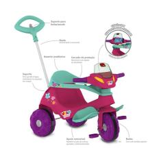Triciclo Infantil - Passeio e Pedal - Velobaby G2 - Rosa - Bandeirante