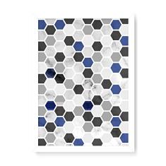 Arte Maníacos Quadro Decorativo Favo Azul - 23x16,25cm (Moldura em laca branca)