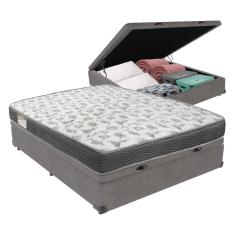 Cama Box ISO100 Baú Ortobom Casal Cinza Espuma D33