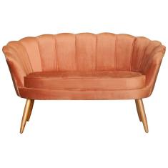 Namoradeira Estofada 2 Lugares Para Sala Comercial Pétala Veludo Terracota - LM DECOR