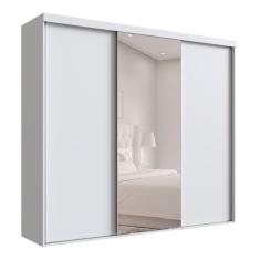 Guarda-Roupa Casal com Espelho Alya 3 Portas 4 Gavetas Branco
