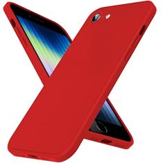 DNTMZIN Capa para iPhone SE 2022, SE 2020, iPhone 7, capa para iPhone 8, capa de telefone de borracha gel de silicone líquido, [proteção da câmera] Capa protetora contra quedas com forro de microfibra