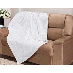 Xale Manta Sofá Jacquard Branco DuplaFace 1,40x1,40 Poltrona