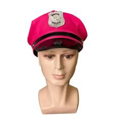 Quepe Policial Rosa Adulto Com Emblema Fantasia Carnaval - Lynx , Rosa