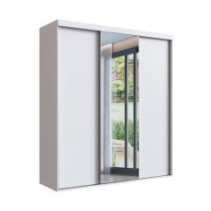 Guarda-Roupa Casal com Espelho Ofélia 2 Portas 2 Gavetas Branco