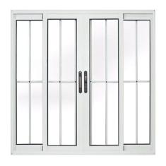 Janela de Alumínio Branco Vitro de Correr 4 Folhas Suprema Com Grade C