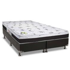 Cama Box Queen: Colchão Ortopédico Luckspuma D33/Ag65 Aspen 50 + Base Crc Suede Black(158X198)