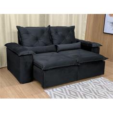 Sofá Retrátil Reclinável 2,00 m Preto 204 Athenas - MASTER