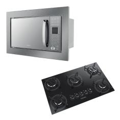 Microondas Embutir Philco PME25BM 25L 110v + Cooktop Itatiaia 5 Bocas Mega Chama Bivolt