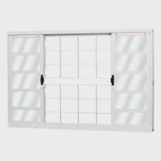 Janela de Aço de Correr 100x100cm 4 Folhas com Grade Minas Sul mgm