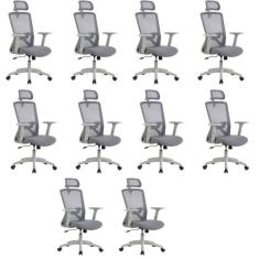 Kit com 10 Cadeira para Escritório Office Dallas Cinza