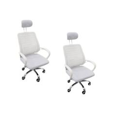 Kit 2 Cadeiras Escritório Diretor Mesh Encosto Branco E-book - Oficial