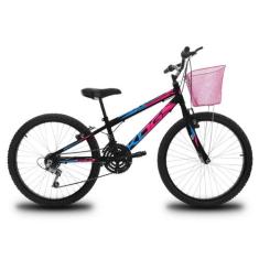 Bicicleta Infantil Aro 24 KOG Feminina 18 Marcha Shimano e Cestinha, P