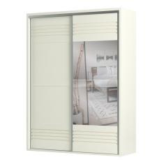 Guarda Roupa Solteiro Com Espelho 179cm 2 Portas 100% Mdf Tw601e Off White - Dalla Costa
