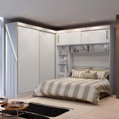 Guarda Roupa Casal com Cabeceira Queen 4 Portas de Correr 3 Gavetas Florença Espresso Móveis 