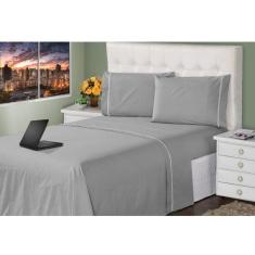 Lençol Queen 4 Peças 400 Fios Toque Macio Ponto Palito Casa Dona