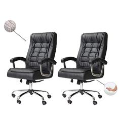 Kit 02 Cadeiras Ergonômicas De Escritório Presidente Com Molas Ensacadas Executiva Premium Big Preta