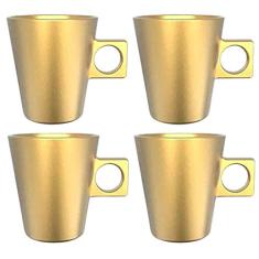 Jogo de 4 xícaras plain Coffee Time em vidro 80ml dourada