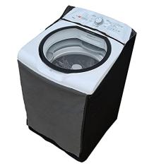 Capa Maquina Lavar Brastemp 15kg Ziper Painel Transparente Branca (Preto)