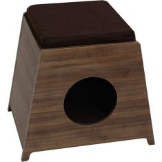 Casa de Madeira Escura para Gatos - Tam. Único