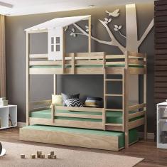 Treliche Teen Play com Telhado Casinha Natural/Branco - Casatema