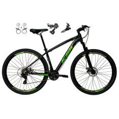  Bicicleta aro 29 Ksw Xlt 24v Câmbios Shimano Freios Hidráulicos Garfo com Suspensão - Preto\Verde