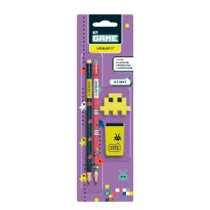 KIT LÁPIS HB GAME 2 LAPIS/APONTADOR/BORRACHA CX/24 BLISTER