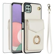 Asuwish Capa de celular para Samsung Galaxy A22 5G/Boost Mobile Celero 5G capa carteira com protetor de tela de vidro temperado e anel de bloqueio RFID suporte para cartão celular Celero5G A 22 22A G5