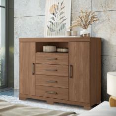 Cômoda 2 Portas e 4 Gavetas com Pés Havana Master Santos Andirá