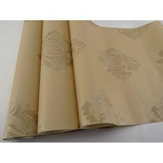 Papel de Parede Lavável - Marfim com Arabescos em Ocre - Rolo com 10m x 53cm - LMS-PPD-W2010-7