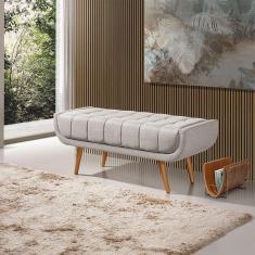 Recamier França 1,50m Com Base Madeira Linho Sofatec Palha