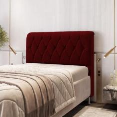 Cabeceira Estofada Sirius 160 Para Cama Queen Sued Vermelho Aradecor