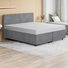 Base Cama Box Queen Size Veludo Skybox Cor Cinza