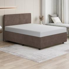 Base Cama Box Casal Veludo Skybox Cor Marrom