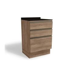 Balcão De Cozinha Modulado Maxxi G743 3 Gavetas C/tampo 60cm Nogal/preto - Kappesberg