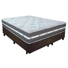 Cama Box Casal Bipartido Suede + Colchão Anjos Black Graphite Molas Ensacadas 138x188x64cm Marrom