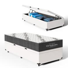 Cama Box Baú com Colchão de Espuma D33 Ortobom Airtech 100 Solteiro 88cm