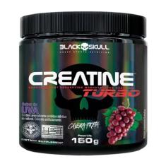 Creatine Turbo BlackSkull - Creatina Monohidratada em pó, com carboidrato para melhor absorção e performance (150g Pote, Uva)