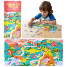 Quebra Cabeça Infantil Dinossauros Coloridos 124 Peças - Castela