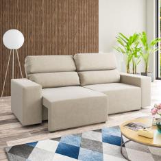 Sofá Retrátil e Reclinável 3 Lugares 200cm Lion Viero Estofados Bege
