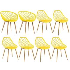 Loft7, Kit - 2 cadeiras Clarice Nest com braços + 6 cadeiras Cleo - Amarelo