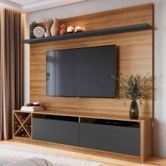 Rack Com Painel Para Tv Até 65 Polegadas 2 Portas Marrom/preto 2022 - Quiditá Móveis