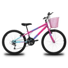 Bicicleta Infantil Aro 24 Kog Feminina 18 Marcha E Cestinha