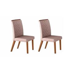 Cadeira Sala De Jantar Jade Madeira Kit 2 Un Capuccino/linho Turim - Rufato