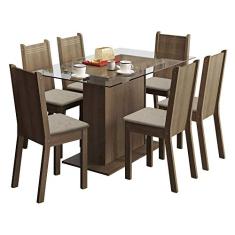 Conjunto Sala de Jantar Gales Madesa Mesa com 6 Cadeiras - Rustic/Pérola