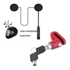 Kit Fone De Ouvido Capacete Mais Trava Cadeado Disco Moto Freio Anti f