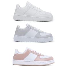 Kit 3 Pares Sneakers Casual Feminino e Masculino Moda Blogueira - SV, 