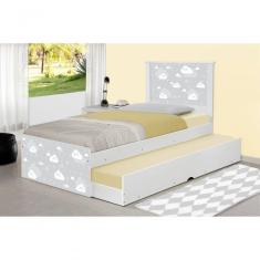 Cama Nuvem Cinza Menino E Menina Auxiliar E Colchão